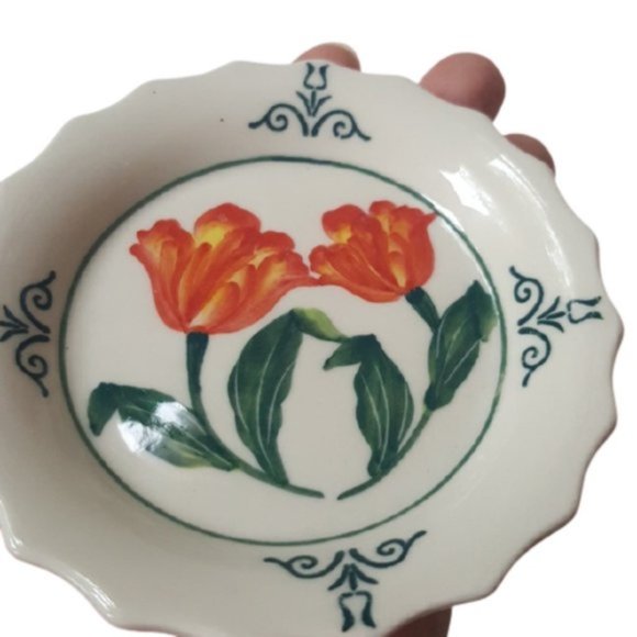 Hand painted floral trinket catchall decorative floral dish - Picture 2 of 5